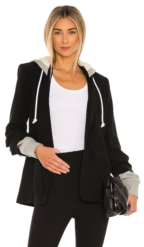 Cinq a Sept Hooded Khloe Jacket in Black CINQ A SEPT HOODED KHLOE Veste en noir CINQ是9月连帽的Khloe夹克黑色