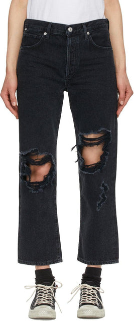 Citizens of Humanity Black Emery Crop Relaxed Straight Jeans - Citoyens de l'humanité Black Emery Crop Dressisé Jeans droite - 인류의 시민들 검은 색 에머리 작물은 똑바로 청바지를 편안하게합니다