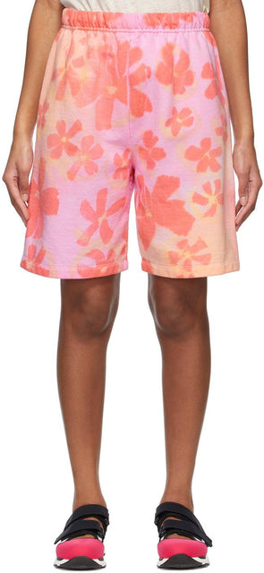 Collina Strada SSENSE Exclusive Pink Flower Patch Shorts - Collina Strada Ssense Ssense exclusif Rose Flower Patch Short - Collina Strada Ssense 독점적 인 핑크 꽃 패치 반바지