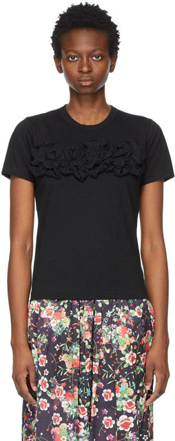 Comme des GarÃ§ons Comme des GarÃ§ons Black Chest Frills T-Shirt - Commez des garçons commique des garçons T-shirt de brillons de la poitrine noire - comme des garÃ§ons comme des garÃ§ons 검은 가슴 주름 티셔츠