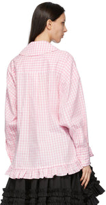 Comme des GarÃ§ons Girl Pink Check Square Collar Shirt