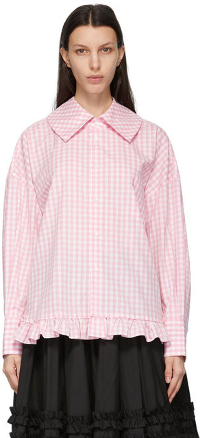 Comme des GarÃ§ons Girl Pink Check Square Collar Shirt - Comme des garçons Fille Rose Check Collier carré Chemise - comme des garners 소녀 핑크 검사 스퀘어 칼라 셔츠