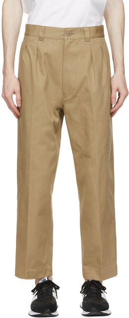 Comme des GarÃ§ons Homme Beige Cotton Drill Trousers - Commez des garçons Pantalon de perceuse en coton Beige Homme - comme des garÃ§ons homme 베이지 코튼 드릴 바지
