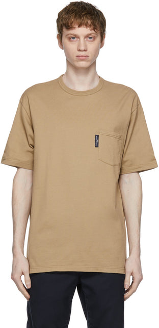 Comme des GarÃ§ons Homme Beige Garment-Dyed Pocket T-Shirt - T-shirt de poche teinté de vêtement homme beige - comme des garÃ§ons homme 베이지 색 의류 염색 포켓 티셔츠