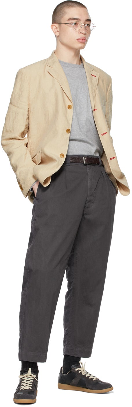 Comme des GarÃ§ons Homme Beige Linen Chambray Blazer