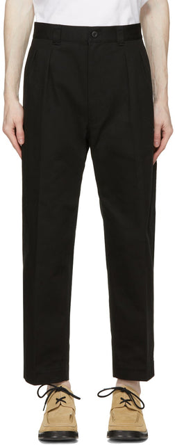 Comme des GarÃ§ons Homme Black Cotton Drill Trousers - Commez des garçons Homme Pantalon de perçage en coton noir - comme des garÃ§ons homme 검은 면화 드릴 바지