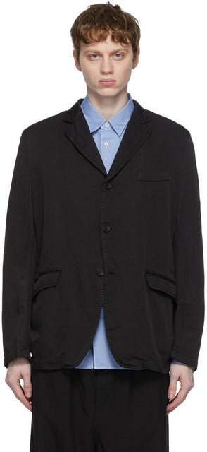 Comme des GarÃ§ons Homme Black Garment-Dyed Blazer - Commez des garçons Homme Black Blazer teint de vêtement noir - comme des garÃ§ons homme 흑인 의류 염색 블레이저