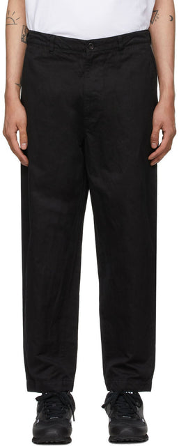 Comme des GarÃ§ons Homme Black Garment-Dyed Trousers - Commez des garçons Homme Noir Pantalon teint de vêtement noir - comme des garÃ§ons homme 흑인 의류 염색 바지