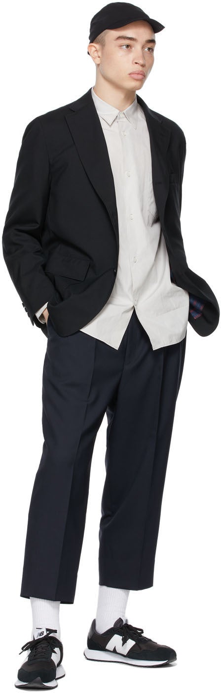 Comme des GarÃ§ons Homme Black Tropical Wool Single-Breasted Blazer