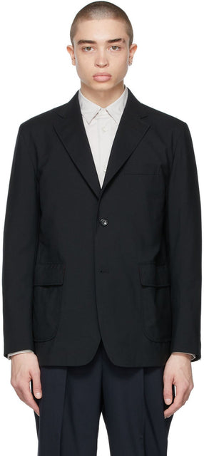 Comme des GarÃ§ons Homme Black Tropical Wool Single-Breasted Blazer - Commez des garçons Blazer à poitrine unique de laine tropicale noir - comme des garÃ§ons homme 검은 열대 양모 싱글 브레스트 블레이저