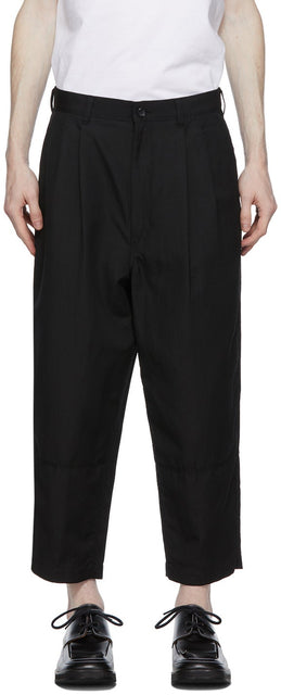 Comme des GarÃ§ons Homme Black Wool Ramie Trousers - Commez des garçons Homme Pantalon Ramie en laine noire - comme des garÃ§ons homme 검은 양모 라미 바지