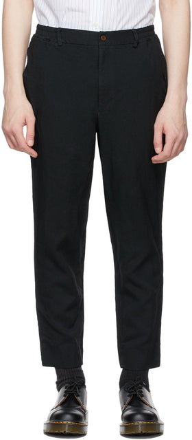 Comme des GarÃ§ons Homme Deux Black Garment-Dyed Trousers - Commez des garçons Homme Deux Black Pantalon teint de vêtement noir - comme des garÃ§ons homme deux 검은 의류 - 염색 한 바지