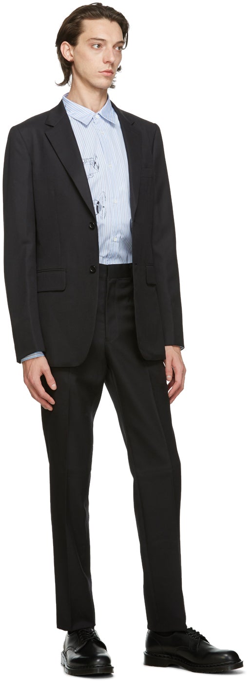 Comme des GarÃ§ons Homme Deux Black Herringbone Blazer