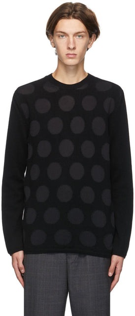 Comme des GarÃ§ons Homme Deux Black Polka Dot Sweater - Chante des garçons Homme Deux Black Polka Dot Pull - comme des garÃ§ons homme deux 블랙 폴카 도트 스웨터