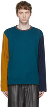 Comme des GarÃ§ons Homme Deux Blue Colorblock Long Sleeve T-Shirt - T-shirt à manches longues à manches longues couleur bleu de garçons - comme des garÃ§ons homme deux blue colorblock 긴 소매 티셔츠