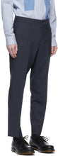 Comme des GarÃ§ons Homme Deux Blue Wool Twisted Stripe Trousers