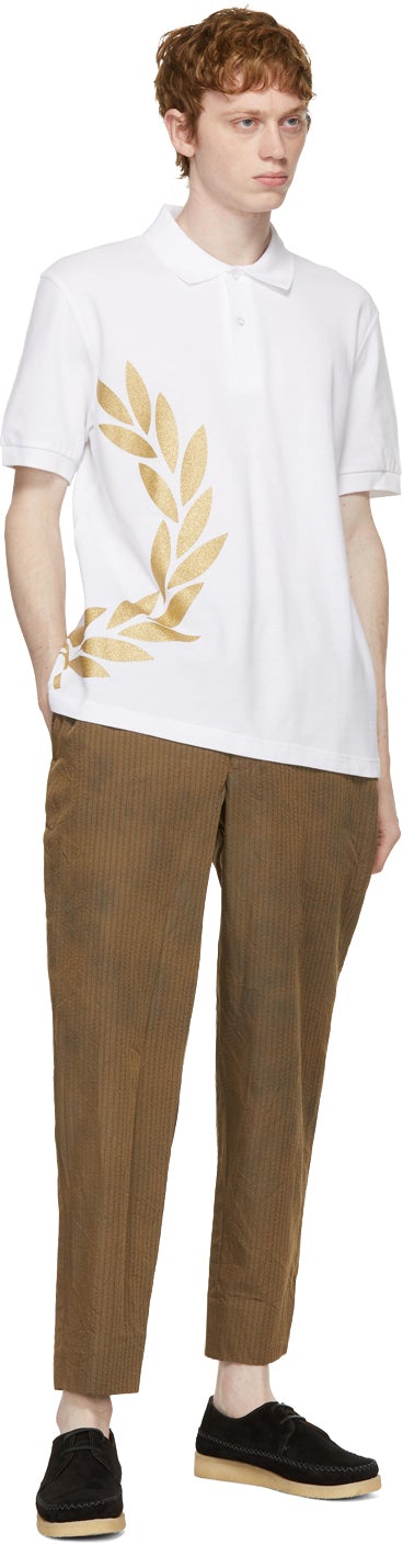 Comme des GarÃ§ons Homme Deux Brown Herringbone Stripe Trousers