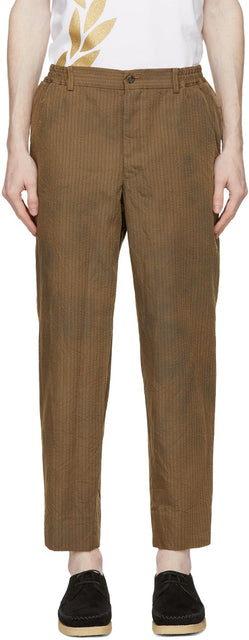 Comme des GarÃ§ons Homme Deux Brown Herringbone Stripe Trousers - Table des garçons Homme Deux Brown Herringbone Stripe Pantalons - comme des garÃ§ons homme deux brown herringbone stripe trousers.