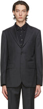 Comme des GarÃ§ons Homme Deux Grey Gabardine Striped Blazer - Blazer rayé à rayures Gabardine Gabardine Gabardine Homme Deux - comme des garÃ§ons Homme Deux Grey Greadine 스트라이프 블레이저