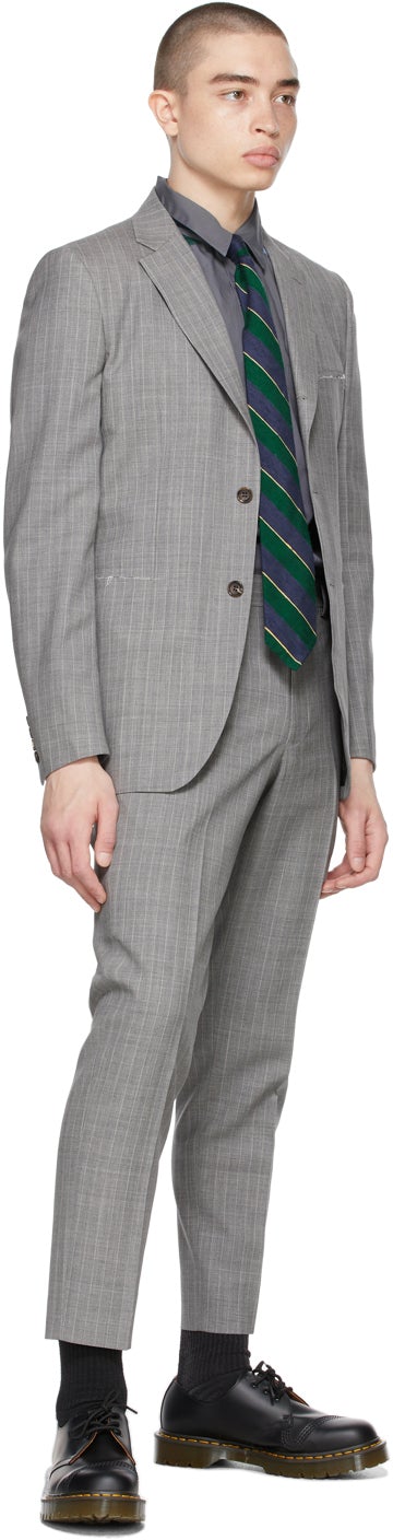 Comme des GarÃ§ons Homme Deux Grey Wool Stripe Blazer