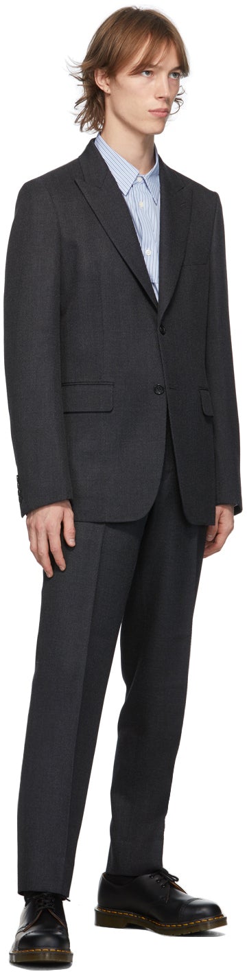 Comme des GarÃ§ons Homme Deux Grey Wool Yarn-Dyed Blazer