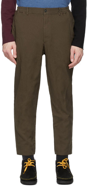 Comme des GarÃ§ons Homme Deux Khaki Garment-Dyed Trousers - Commez des garçons Homme Deux Khaki Pantalon teint de vêtement - comme des garÃ§ons homme deux Khaki 의류 - 염색 한 바지