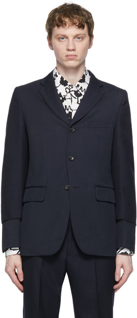 Comme des GarÃ§ons Homme Deux Navy Wool Double Sleeve Blazer - Commez des garçons Blazer à manches doubles de laine de laine Navy Homme Deux Navy - comme des garÃ§ons homme deux 해군 양모 더블 슬리브 블레이저