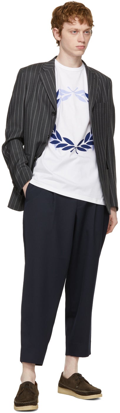 Comme des GarÃ§ons Homme Deux Navy Wool Pleated Trousers