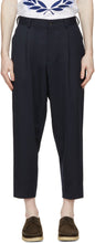 Comme des GarÃ§ons Homme Deux Navy Wool Pleated Trousers - Commez des garçons Pantalon plissé de laine de laine Navy Homme Deux - comme des garÃ§ons homme deux 해군 양모 주름진 바지