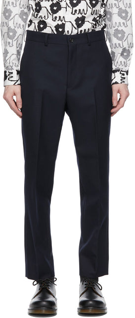 Comme des GarÃ§ons Homme Deux Navy Wool Serge Trousers - Table des garçons Homme Deux Navy Laine Serge Pantalons - comme des garÃ§ons homme deux 해군 양모 세지 바지