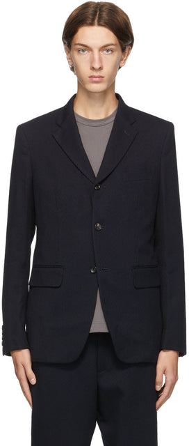 Comme des GarÃ§ons Homme Deux Navy Wool Twill Blazer - Commez des garçons Blazer de laine de laine de laine de la marine Navy - comme des garÃ§ons Homme Deux 해군 양모 능직 블레이저
