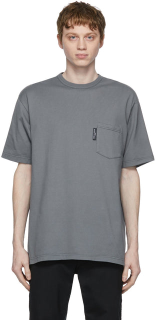 Comme des GarÃ§ons Homme Grey Garment-Dyed Pocket T-Shirt - Commez des garçons T-shirt de poche teinté de vêtement gris Homme - comme des garÃ§ons homme grey garment-dyed pocket t- 셔츠