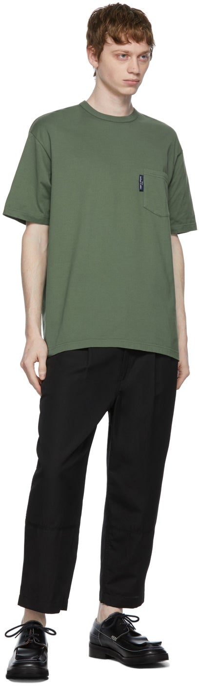 Comme des GarÃ§ons Homme Khaki Garment-Dyed Pocket T-Shirt
