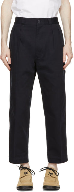 Comme des GarÃ§ons Homme Navy Cotton Drill Trousers - Table des garçons Homme Navy Cotton Pantalon - comme des garÃ§ons homme 네이비 코튼 드릴 바지
