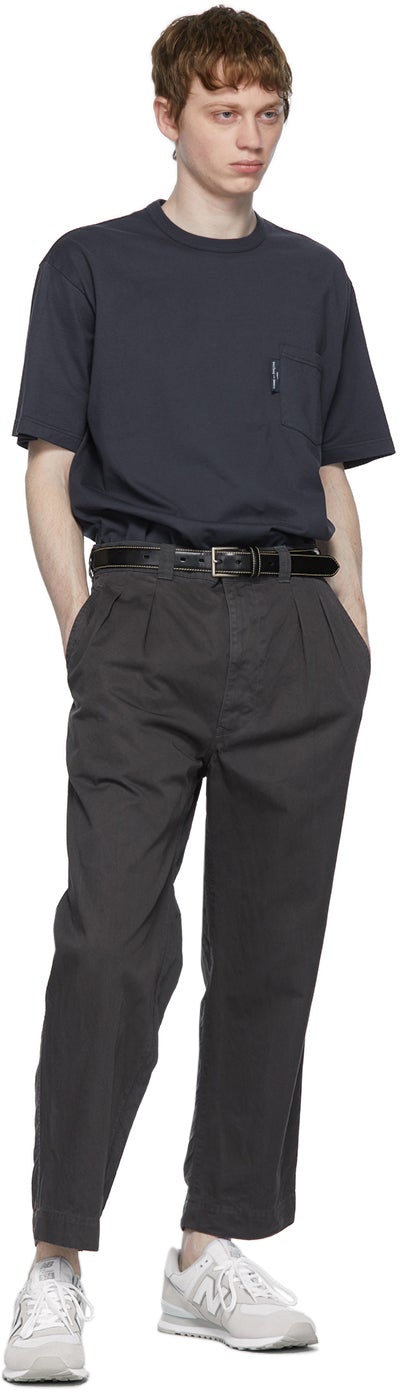 Comme des GarÃ§ons Homme Navy Garment-Dyed Pocket T-Shirt