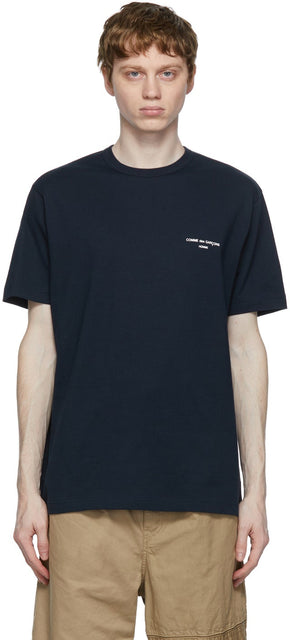 Comme des GarÃ§ons Homme Navy Logo T-Shirt - T-shirt de logo de navigation Homme de Garçilles - comme des garÃ§ons homme navy logo 티셔츠