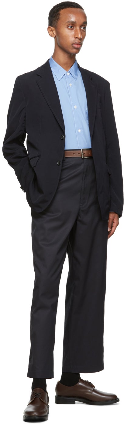 Comme des GarÃ§ons Homme Navy Wool Gabardine Blazer