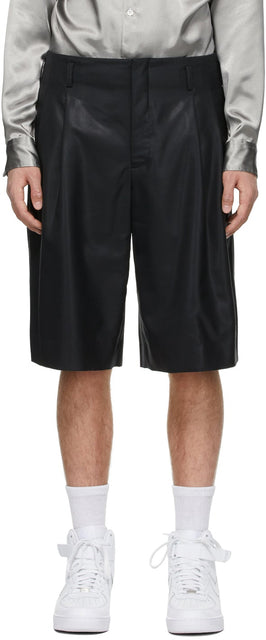 Comme des GarÃ§ons Homme Plus Black Chintz Wool Shorts - Commez des garçons Homme plus Short de laine de chintz noir - comme des garÃ§ons homme 플러스 블랙 chintz 양모 반바지
