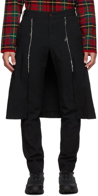 Comme des GarÃ§ons Homme Plus Black Thick Oxford Skirted Trousers - Commez des garçons Homme plus Pantalon jupe Oxford épais noir - comme des garÃ§ons homme 플러스 블랙 두꺼운 옥스포드 스커트 바지