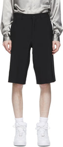 Comme des GarÃ§ons Homme Plus Black Tropical Wool Shorts - Commez des garçons Homme plus Short de laine tropicale noire - comme des garÃ§ons homme 플러스 블랙 열대 양모 반바지