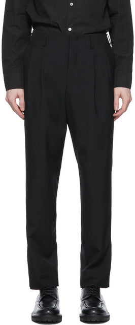 Comme des GarÃ§ons Homme Plus Black Tropical Wool Trousers - Commez des garçons Homme plus Pantalon de laine tropicale noire - comme des garÃ§ons homme 플러스 블랙 열대 양모 바지