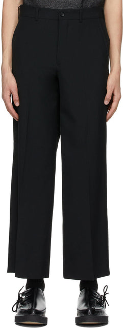 Comme des GarÃ§ons Homme Plus Black Wool Wide-Leg Trousers - Commez des garçons Homme plus Pantalon à jambe en laine noire - comme des garÃ§ons homme plus 검은 양모 와이드 다리 바지