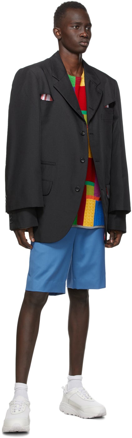 Comme des GarÃ§ons Homme Plus Blue Wool Gabardine Shorts