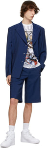 Comme des GarÃ§ons Homme Plus Blue Wool Shorts