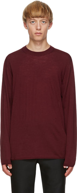 Comme des GarÃ§ons Homme Plus Burgundy Worsted Yarn Sweater - Commez des garçons Homme plus Sweater de fil latéral de Bourgogne - comme des garÃ§ons homme 플러스 부르고뉴 소모사 스웨터