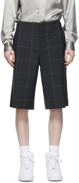 Comme des GarÃ§ons Homme Plus Grey Windowpane Shorts - Table des garçons Homme plus Grey Windowpane Shorts - comme des garÃ§ons homme 플러스 회색 창이 반바지