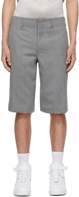 Comme des GarÃ§ons Homme Plus Grey Wool Serge Shorts - Commez des garçons Homme plus Serge de laine grise - comme des garÃ§ons homme Plus 회색 양모 세르지 반바지