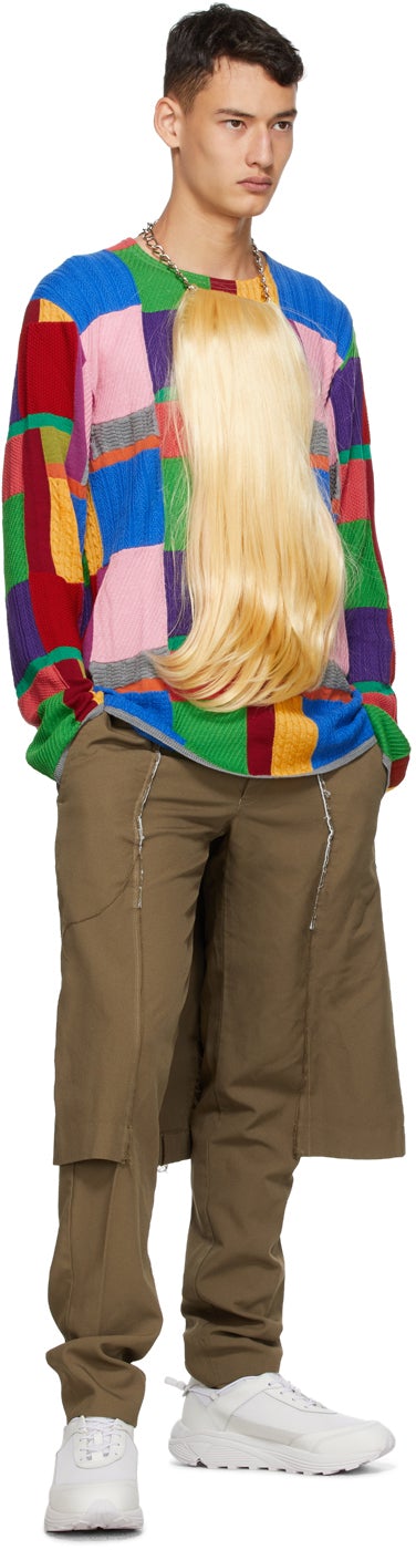 Comme des GarÃ§ons Homme Plus Multicolor Intarsia Crewneck Sweater