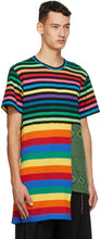 Comme des GarÃ§ons Homme Plus Multicolor Striped Patchwork T-Shirt