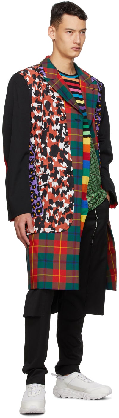 Comme des GarÃ§ons Homme Plus Multicolor Striped Patchwork T-Shirt